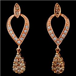 14K Rose Gold 0.67ctw Fancy Color Diamond Earrings