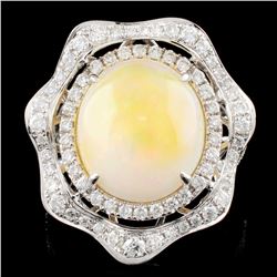 14K Gold 5.27ct Opal & 0.90ctw Diamond Ring