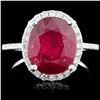Image 1 : 14K Gold 5.40ct Ruby & 0.52ctw Diamond Ring