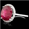 Image 2 : 14K Gold 5.40ct Ruby & 0.52ctw Diamond Ring