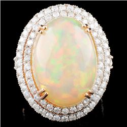 14K Gold 15.38ct Opal & 1.91ctw Diamond Ring