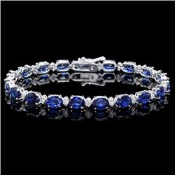 `14k Gold 15ct Sapphire 0.60ct Diamond Bracelet