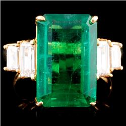 18K Gold 7.82ct Emerald & 1.07ctw Diamond Ring