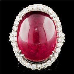 18K Gold 24.95ct Rubellite & 1.61ctw Diamond Ring