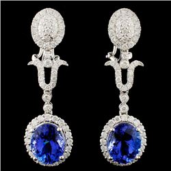 18K Gold 7.82ct Tanzanite & 2.01ctw Diamond Earrin