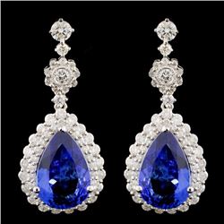 18K Gold 7.97ctw Tanzanite & 2.27ctw Diamond Earri