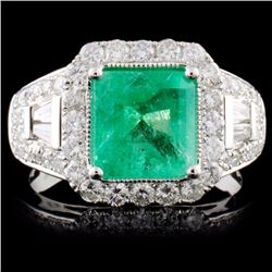 18K White Gold 2.13ct Emerald & 1.11ct Diamond Rin