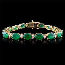 14K Gold 30.00ct Emerald & 1.50ct Diamond Bracelet