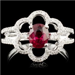 18K Gold 0.99ct Ruby & 0.31ctw Diamond Ring