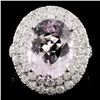 Image 1 : 14K Gold 4.39ct Morganite & 2.22ctw Diamond Ring