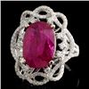Image 2 : 18K White Gold 6.03ct Ruby & 0.96ct Diamond Ring
