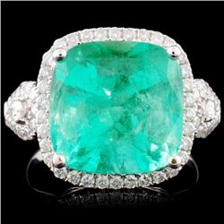 18K Gold 6.76ct Emerald & 0.65ctw Diamond Ring