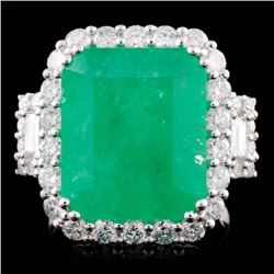 18K Gold 9.12ct Emerald & 1.75ct Diamond Ring