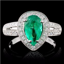 18K White Gold 1.24ct Emerald & 0.47ct Diamond Rin