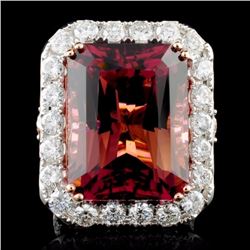 18K Gold 30.54ct Tourmaline & 3.73ct Diamond Ring