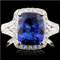 18K Gold 3.89ct Tanzanite & 0.54ctw Diamond Ring