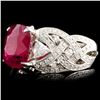 Image 2 : 18K Gold 5.14ct Ruby & 1.29ctw Diamond Ring