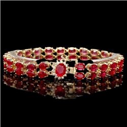 14k Yellow Gold 31ct Ruby 0.30ct Diamond Bracelet