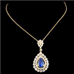 18K Gold 1.97ct Sapphire & 1.77ctw Diamond Pendant