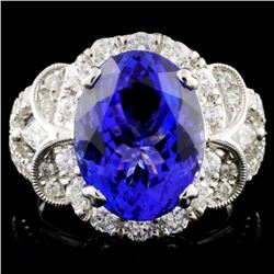 18K W Gold 6.17ct Tanzanite & 1.32ct Diamond Ring