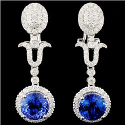 18K Gold 7.02ct Tanzanite & 2.03ctw Diamond Earrin