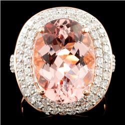 14K Rose Gold 7.66ct Morganite & 1.11ctw Diamond R