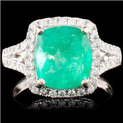 18K Gold 3.45ct Emerald & 0.54ctw Diamond Ring