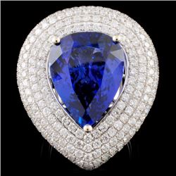 18K White Gold 12.77ct Tanzanite & 3.79ctw Diamond