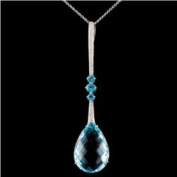 18K Gold 17.64ct Topaz & 0.10ctw Diamond Pendant