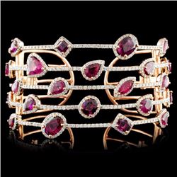 18K Rose Gold 11.24ct Ruby & 3.42ctw Diamond Bangl