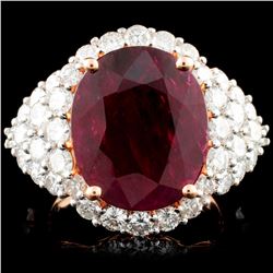 18K Rose Gold 6.07ct Ruby & 2.48ctw Diamond Ring