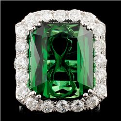 18K Gold 23.82ct Tourmaline & 3.43ctw Diamond Ring