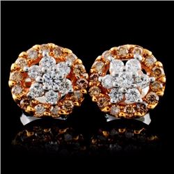 14K Rose Gold 0.75ctw Fancy Color Diamond Earrings