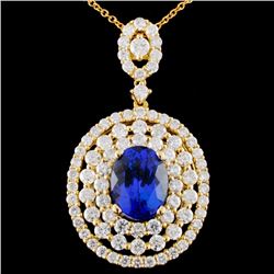 18K Gold 2.68ct Sapphire & 1.86ctw Diamond Pendant