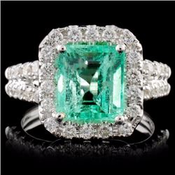 18K White Gold 2.74ct Emerald & 1.08ct Diamond Rin