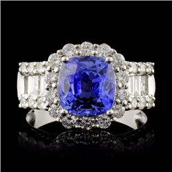 18K White Gold 3.10ct Sapphire & 1.18ct Diamond Ri