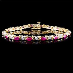 14K Yellow Gold 4.00ct Ruby & 0.25ct Diamond Brace