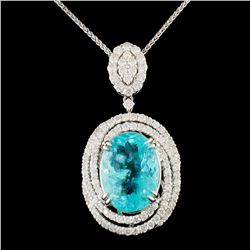 18K Gold 7.49ct Paraiba & 1.41ctw Diamond Pendant