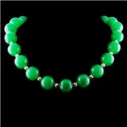 14K Gold 14MM – 15MM Jadeite Diamond Necklace