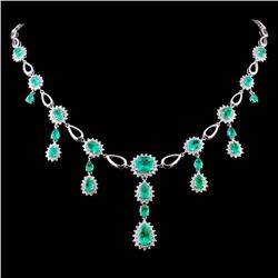 18K Gold 8.58ct Emerald & 2.43ct Diamond Necklace