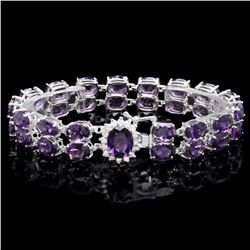 `14k Gold 43ct Amethyst 0.60ct Diamond Bracelet