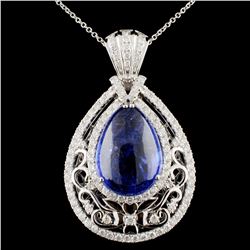 18K Gold 21.64ct Tanzanite & 2.31ctw Diamond Penda