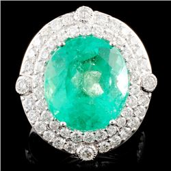 18K Gold 8.12ct Emerald & 1.55ctw Diamond Ring