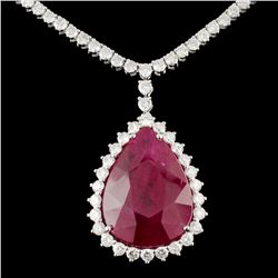 18K Gold 21.25ct Ruby & 4.70ctw Diamond Necklace