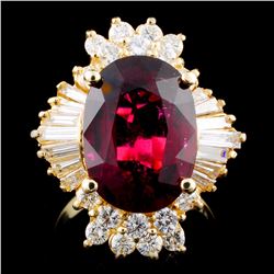 14K Gold 6.08ct Tourmaline & 1.43ctw Diamond Ring