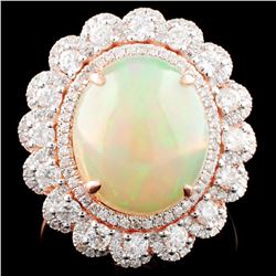 14K Gold 4.66ct Opal & 1.15 Diamond Ring