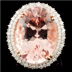 14K Rose Gold 19.64ct Morganite & 1.29ctw Diamond
