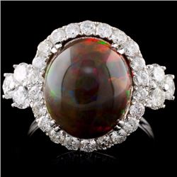 14K Gold 4.45ct Opal & 1.43ct Diamond Ring