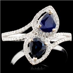 18K Gold 0.96ct Sapphire & 0.26ctw Diamond Ring