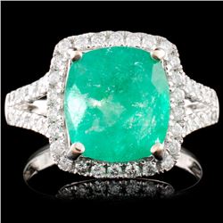 18K Gold 3.45ct Emerald & 0.54ctw Diamond Ring